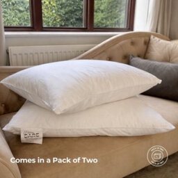 MHG Living Premium Hotel Quality Duck Feather Pillow Pair - T220 Down-Proof Cotton Cover - thumbnail 3