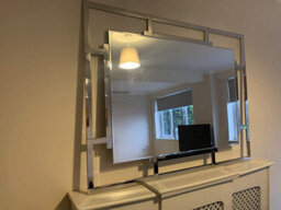 D Pro T Homeware Large Silver Wall Mirror Beveled Glass, Venetian Cutout Design, Decorative Statement Piece 125Cm X 97Cm