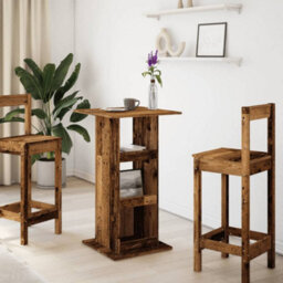 Berkfield Bar Table With Storage Old Wood 60X60X102 Cm Engineered Wood - thumbnail 3