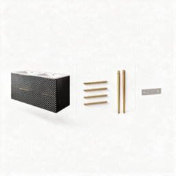 Bathroom City Elvia 1200mm Black & Gold Twin Basin Vanity Unit - His And Hers Double Sink Bathroom Furniture, Diamond Front - Gold Handles - thumbnail 6