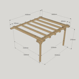 Rutland County Garden Furniture Wall Mounted Double Garden Pergola - Wood - L360 X W420 X H270 Cm - Rustic Brown - thumbnail 5