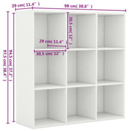 Vidaxl Book Cabinet White 98X29X97.5 Cm Engineered Wood - thumbnail 6