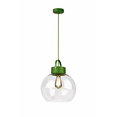 Luminosa Lighting Luminosa Hanson Dome Pendant Ceiling Light Green Clear Glass Shade 1X E27 - image 1