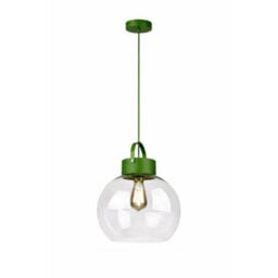 Luminosa Lighting Luminosa Hanson Dome Pendant Ceiling Light Green Clear Glass Shade 1X E27 - thumbnail 1