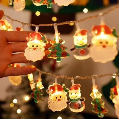 CLEFFNS Christmas Fairy String Lights, Led Light Battery Operated With Santa Claus Wreath Tree Snowman 10Ft 20 Led For Home Decoration - image 1