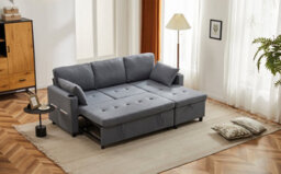 Abrihome L-Shaped Corner Sofa Bed With Storage - 3-Seater Pull Out Convertible Settee, Grey Sectional Sofa For Living Room/office - thumbnail 4
