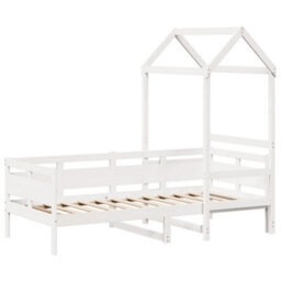 Berkfield Day Bed With Roof Without Mattress White 80X200 Cm Solid Wood - thumbnail 3