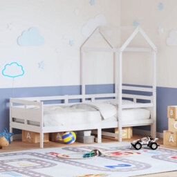 Berkfield Day Bed With Roof Without Mattress White 80X200 Cm Solid Wood - thumbnail 1