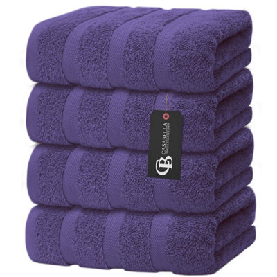 Casabella Premium Quality 4 Purple Hand Towels 100% Combed Cotton 650 Gsm Quick Dry Hand Towels Set 50X90 Cm - image 1