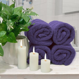 Casabella Premium Quality 4 Purple Hand Towels 100% Combed Cotton 650 Gsm Quick Dry Hand Towels Set 50X90 Cm - thumbnail 6