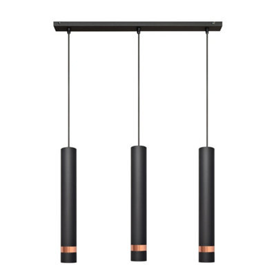 Luminosa Lighting Luminosa Tuba Straight Bar Pendant Ceiling Light Black, Rose Gold 60Cm