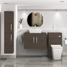 Royal Bathrooms Turin 800mm Wall Hung Vanity Unit 2 Door Grey Elm & Countertop Basin - Cube - thumbnail 2