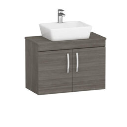Royal Bathrooms Turin 800mm Wall Hung Vanity Unit 2 Door Grey Elm & Countertop Basin - Cube - thumbnail 4