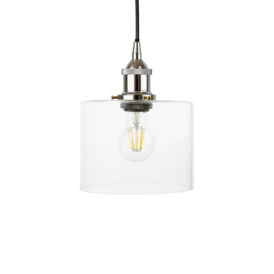 Lowell Petite Clear Glass Pendant Light - Nickel - Se Home