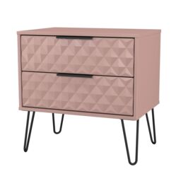 Anzio Matt Kobe Pink 2 Drawer Non-Extendable Bedside Table (H)574mm (W)575mm (D)395mm - thumbnail 3