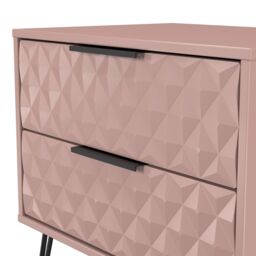 Anzio Matt Kobe Pink 2 Drawer Non-Extendable Bedside Table (H)574mm (W)575mm (D)395mm - thumbnail 6