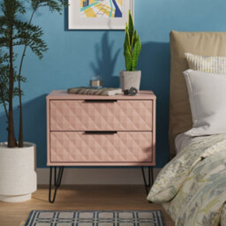 Anzio Matt Kobe Pink 2 Drawer Non-Extendable Bedside Table (H)574mm (W)575mm (D)395mm