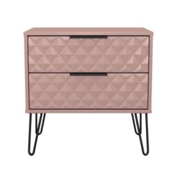 Anzio Matt Kobe Pink 2 Drawer Non-Extendable Bedside Table (H)574mm (W)575mm (D)395mm - thumbnail 2