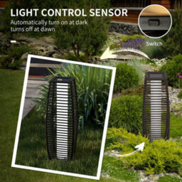 Outsunny Rattan Solar Floor Lamp W/ Auto On/off Led Light For Porch, Yard, Brown - thumbnail 6