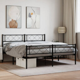 Berkfield Metal Bed Frame With Headboard And Footboard Black 120X190 Cm 4Ft Small Double - thumbnail 1