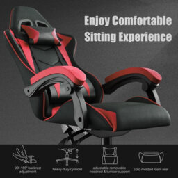 Onemill Ergonomic Gaming And Office Chair With Adjustable Features, Lumbar Support, And Stylish Color Options(Black-Red) - thumbnail 2