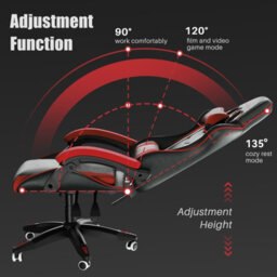 Onemill Ergonomic Gaming And Office Chair With Adjustable Features, Lumbar Support, And Stylish Color Options(Black-Red) - thumbnail 4