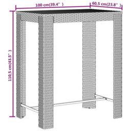 Berkfield 5 Piece Garden Bar Set Black Poly Rattan&solid Wood Acacia - thumbnail 8