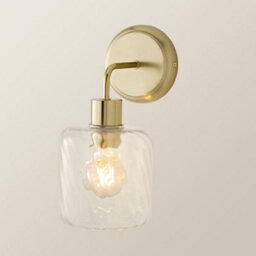 Valuelights Emery Clear Swirl Glass Shade Brushed Gold Wall Light - thumbnail 3