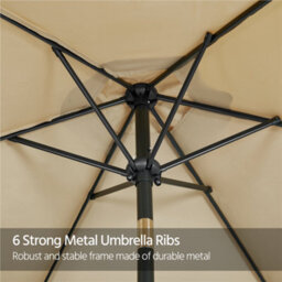 Yaheetech Tan 2.3M Tiltable Patio Parasol Market Umbrella With Crank - thumbnail 9