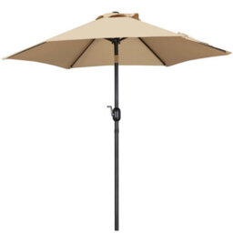Yaheetech Tan 2.3M Tiltable Patio Parasol Market Umbrella With Crank - thumbnail 2