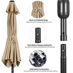Yaheetech Tan 2.3M Tiltable Patio Parasol Market Umbrella With Crank - thumbnail 5