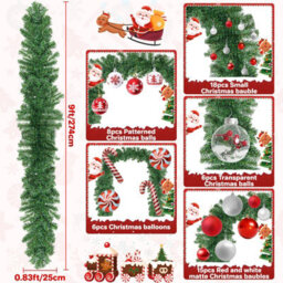 Deao Toys Christmas Garland- 9Ft  Long Festive Christmas Garland With Decorative Baubles & Balloons - thumbnail 3