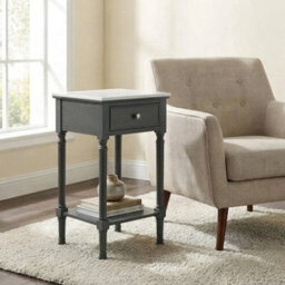 Garden Greatness Marbled Top 1 Drawer Grey Accent Side Table - thumbnail 1