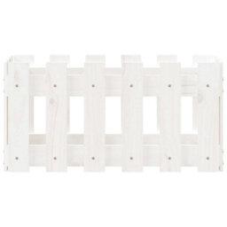 Berkfield Garden Planter With Fence Design White 60X30X30 Cm Solid Wood Pine - thumbnail 5