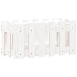 Berkfield Garden Planter With Fence Design White 60X30X30 Cm Solid Wood Pine - thumbnail 4