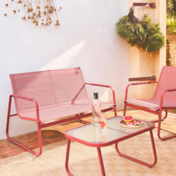 Sweeek - 4-Seater Steel Garden Sofa Set  Noto Terracotta 78X122X39 Cm - thumbnail 4