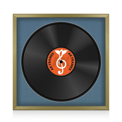 "16X16"" Gold Classic Vinyl Record Frame With Pompadour Mount For 12 Inch Lp Disc - Ak Frames" - image 1