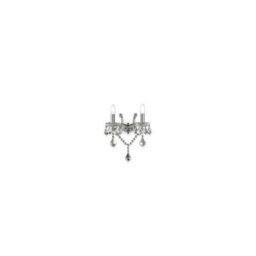 Ideal Lux Luminosa Florian 2 Light Indoor Glass Candle Wall Light Chrome With Crystals, E14