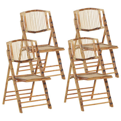Beliani Set Of 4 Dining Chairs Folding Trentor Bamboo Natural - image 1