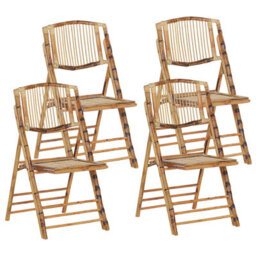 Beliani Set Of 4 Dining Chairs Folding Trentor Bamboo Natural - thumbnail 1