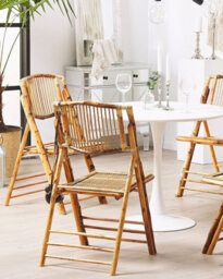 Beliani Set Of 4 Dining Chairs Folding Trentor Bamboo Natural - thumbnail 2
