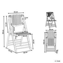 Beliani Set Of 4 Dining Chairs Folding Trentor Bamboo Natural - thumbnail 3