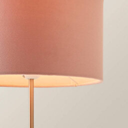 Valuelights Charles Brushed Chrome Table Lamp With Blush Velvet Shade And Bulb - thumbnail 3