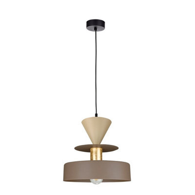 Luminosa Lighting Luminosa Valia Dome Pendant Ceiling Light Brown, Beige 1X E27 - image 1
