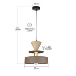 Luminosa Lighting Luminosa Valia Dome Pendant Ceiling Light Brown, Beige 1X E27 - thumbnail 4
