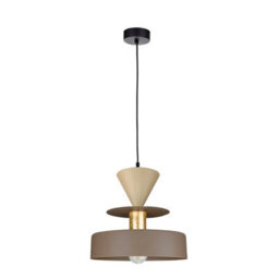 Luminosa Lighting Luminosa Valia Dome Pendant Ceiling Light Brown, Beige 1X E27 - thumbnail 1