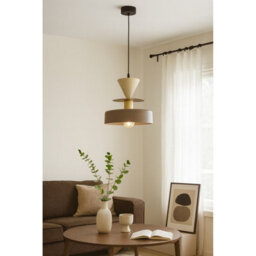 Luminosa Lighting Luminosa Valia Dome Pendant Ceiling Light Brown, Beige 1X E27 - thumbnail 2