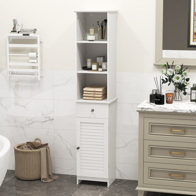 Costway 164 Cm Freestanding Bathroom Storage Cabinet W/ 3 Open Shelves & Door Cabinet - image 1