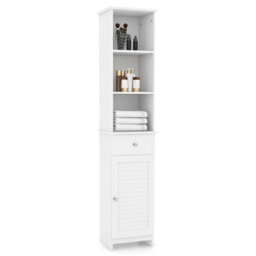 Costway 164 Cm Freestanding Bathroom Storage Cabinet W/ 3 Open Shelves & Door Cabinet - thumbnail 2
