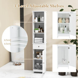 Costway 164 Cm Freestanding Bathroom Storage Cabinet W/ 3 Open Shelves & Door Cabinet - thumbnail 7